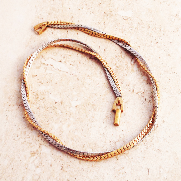 Avon Jewelry - Vintage Dual Strand Herringbone Necklace